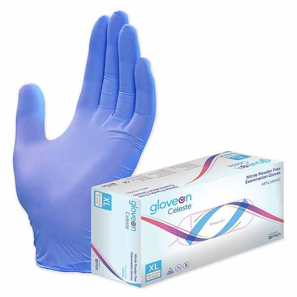 GloveOn Celeste Nitrile Exam Gloves P/Free Lge Bx200