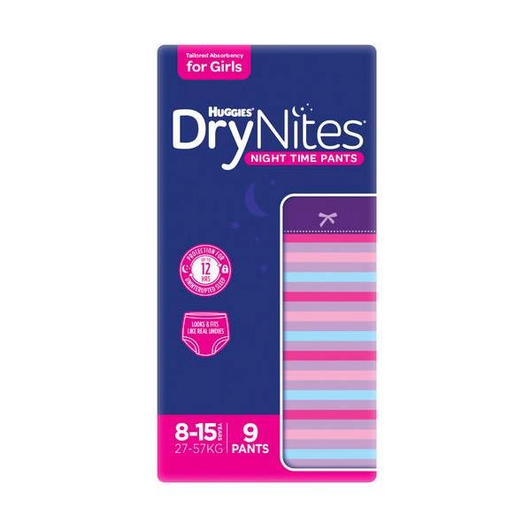 Huggies Drynites Pyjama Pant Sz 5 Girl 27-57kg Pk9