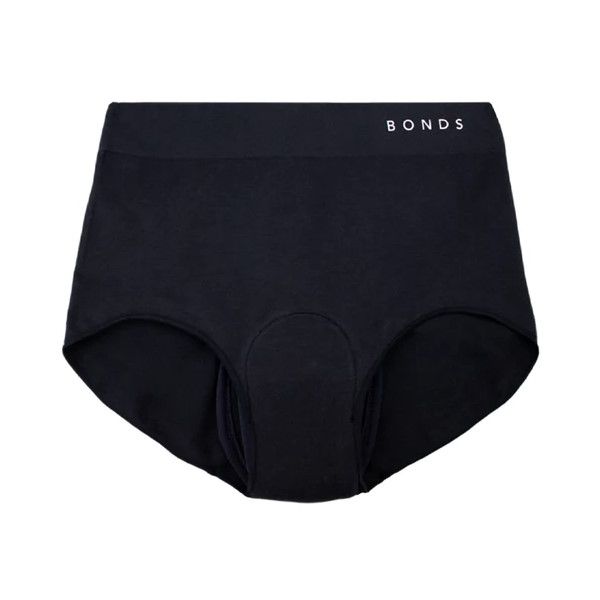 Womens Bonds Comfytails Brief with Pad Size 12 Black 100ml