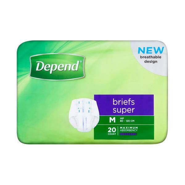 Depend Brief Super Medium 2638ml 80-120cm Pk20