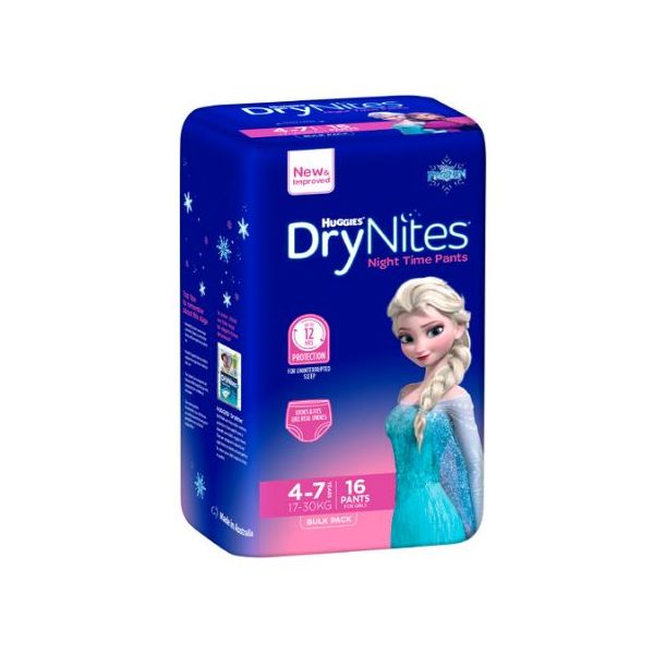 Huggies Drynites Size 4 Girl Pack 4 - Pack 16