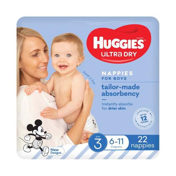 Huggies Ultra-Dry Crawler Boys 6-11kg Pk22
