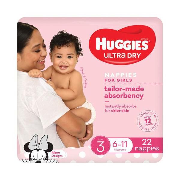 Huggies Ultra-Dry Crawler Girl 6-11kg Pk22