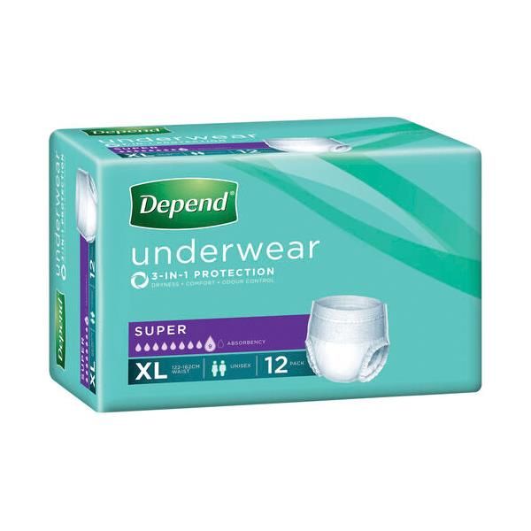 Depend Underwear Super Unisex Extra Large 1400ml Pk12