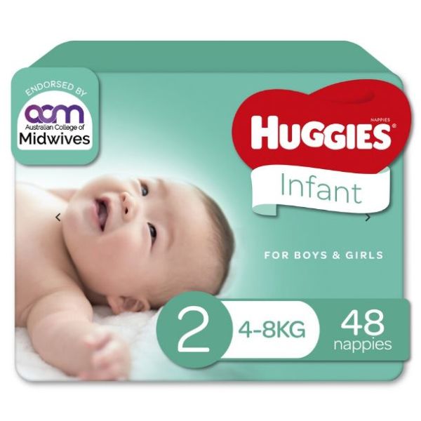 Huggies Nappies Infant Size 2 Unisex 4-8kg Pk 48