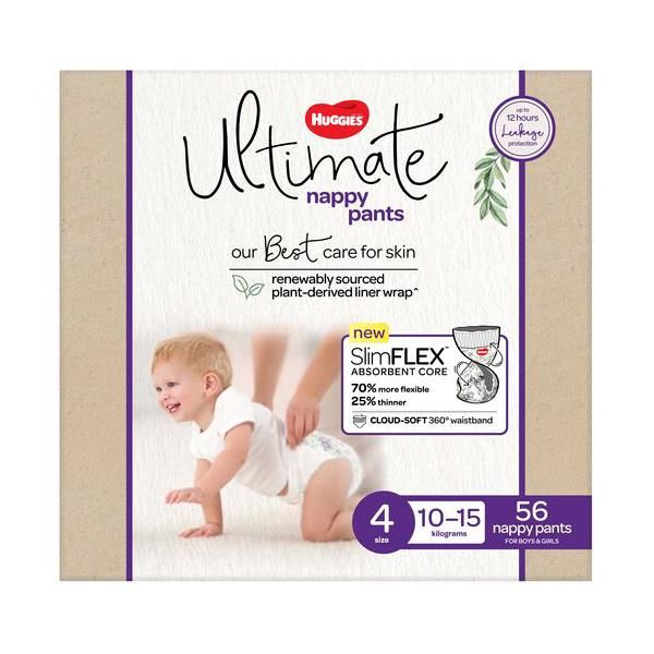 Huggies Ultimate Nappy Pants Size 4 10-15Kg Ctn 56
