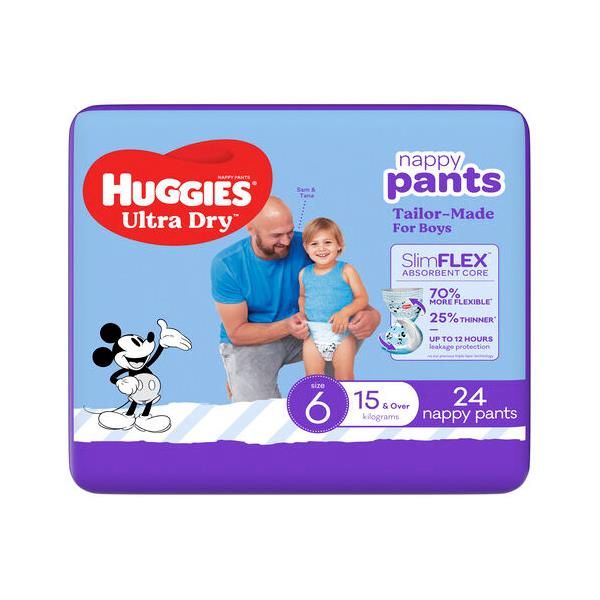 Huggies Ultra-Dry Nappy Pants Junior Boys 15Kg+ Pk24
