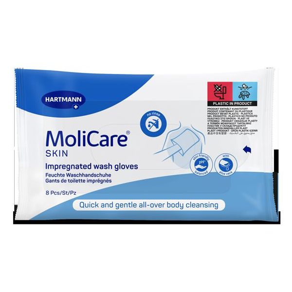 Molicare Skin Impregnated Wash Gloves Pk8