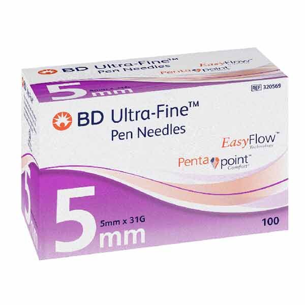BD Ultra-Fine 5mm Pen needles 31G Box 100