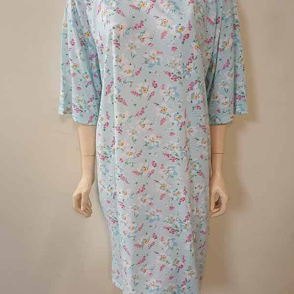 Petal Back Nightie short sleeve Aqua/Pink Floral S