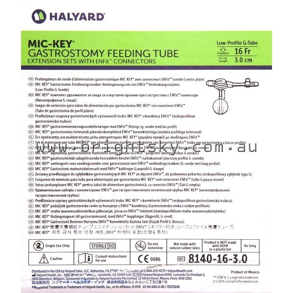 Mic-Key ENFit Gastro Feed Tube FG16 3.0cm