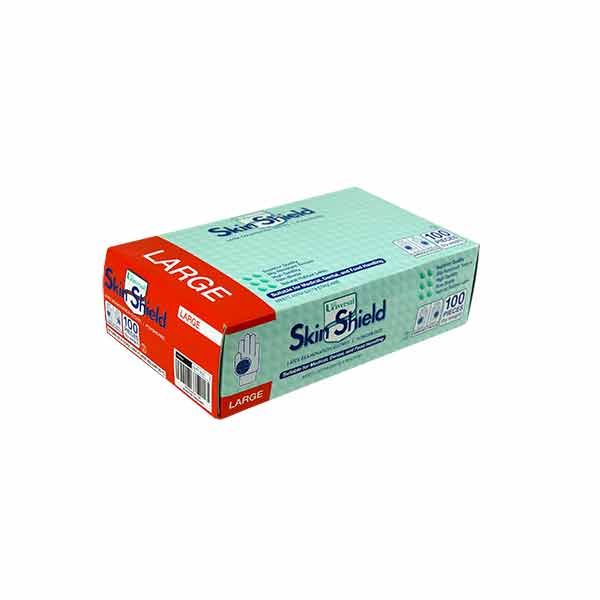 Universal Skin Shield Glove Latex powder free Large Box 100