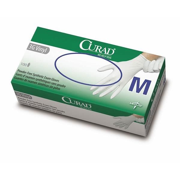 Curad 3G PF Vinyl Gloves M Box 100