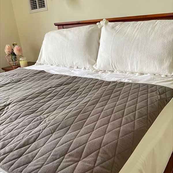 StayDry Blue-E Velour Bed Pad King Single with wings Stone