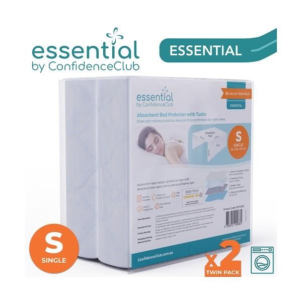 ConfidenceClub Washable Bed Pad Single with Tucks 2200ml Pk2