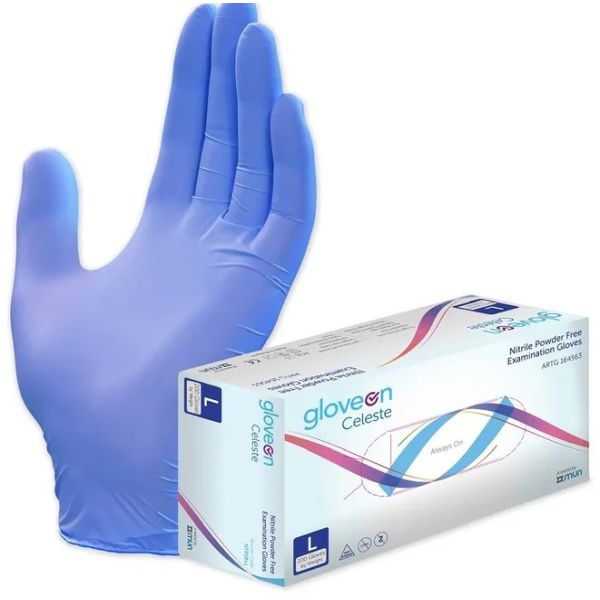 GloveOn Celeste Nitrile Exam Gloves Powder Free Large Box 200