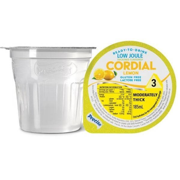 Precise Ready to drink Low Joule Lemon Cordial Moderately Thick Level 3