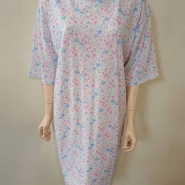 Petal Back Nightie short sleeve Pink/Blue Floral Extra Large