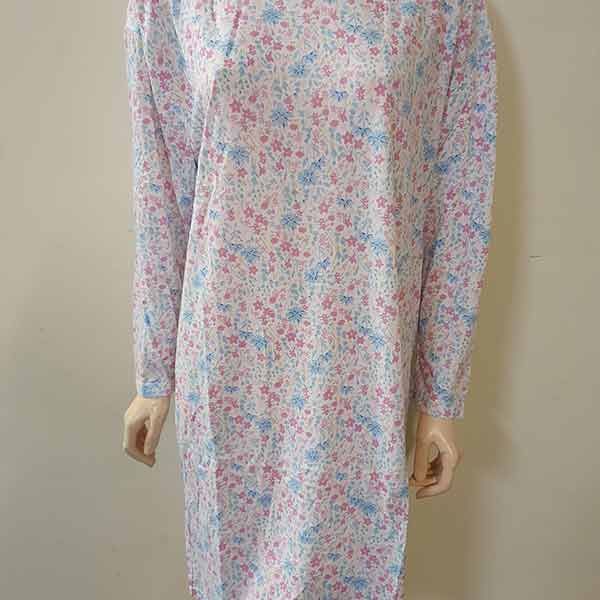 Petal Back Nightie long sleeve Pink/Blue Floral Extra Large