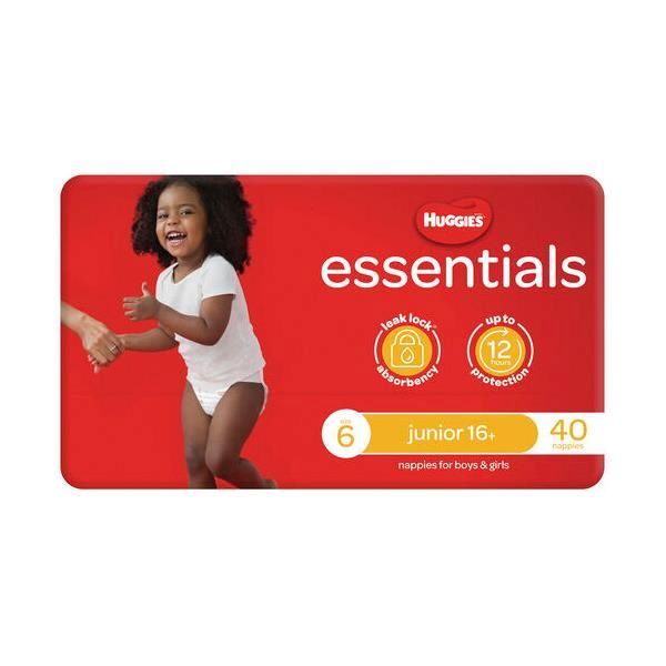 Huggies Nappy Essential Junior Size 6 16Kg+ Pack 40