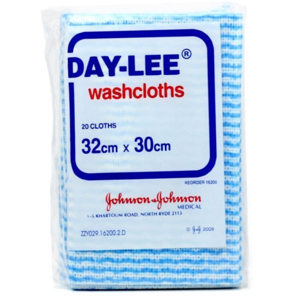 J And J Daylee Wash Cloth 32x30cm Pk20