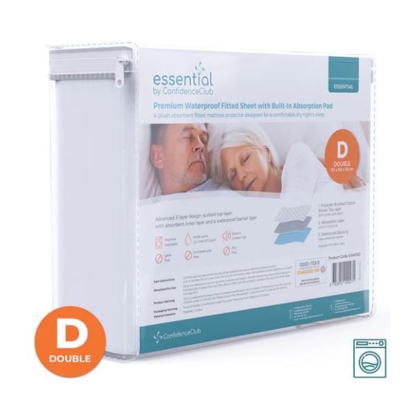 ConfidenceClub Absorbent Waterproof Fitted Sheet Double 1200ml