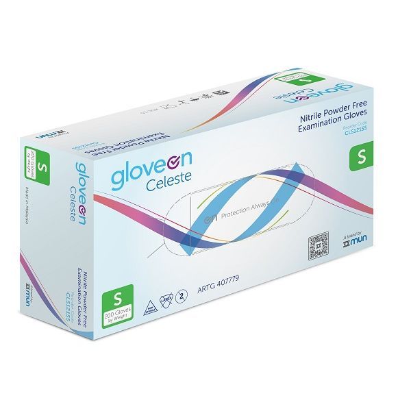 GloveOn Celeste Nitrile Exam Gloves powder free Small Box 200