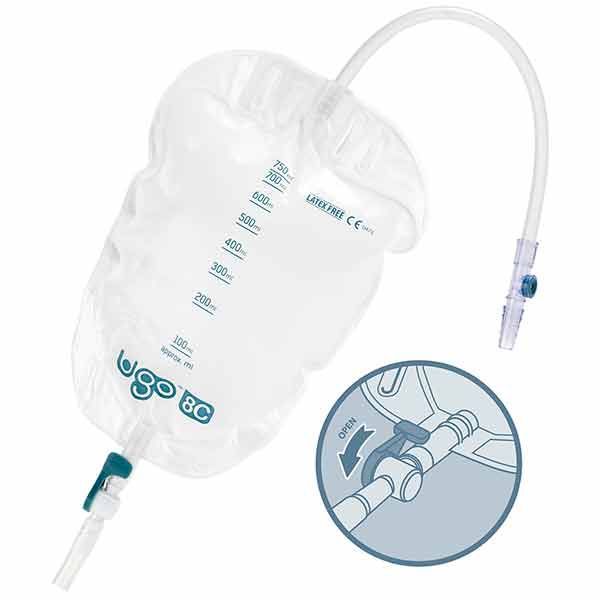 Ugo Community Leg Bag long-tube Lever Tap 750ml Box 10